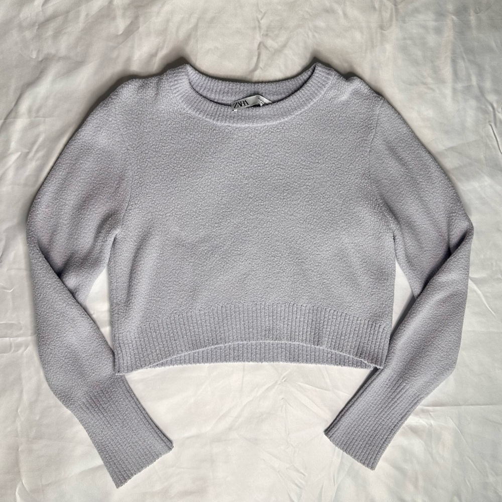 Zara Women's Lilac Cropped Sweater